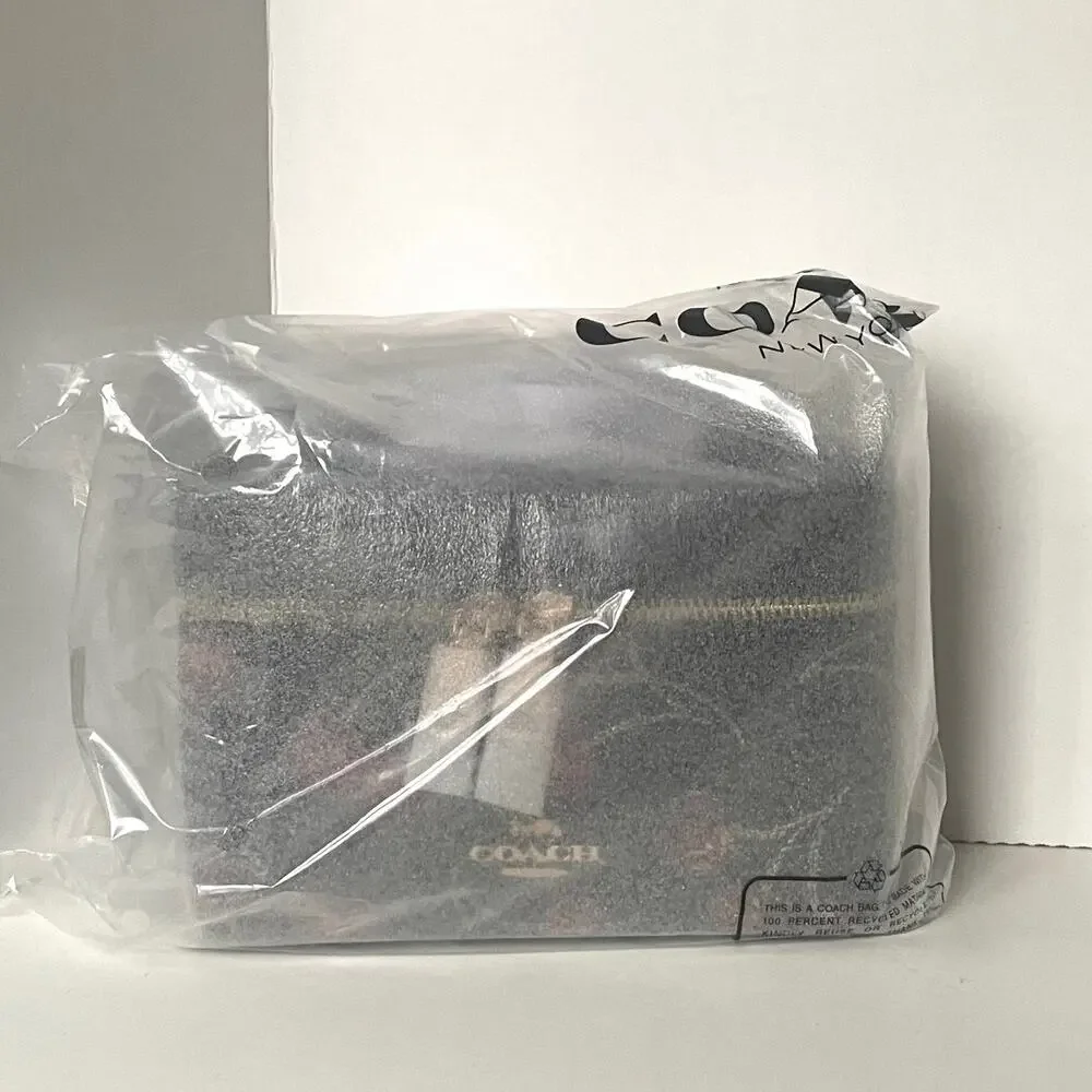 Coach CDC13 Black Cherry Print Cosmetic Makeup Travel Case